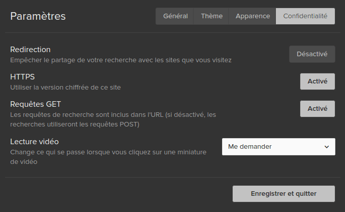 Les paramètres de confidentialités sur DuckDuckGo