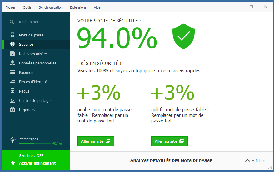 Gestionnaire de mot de passe dashlane